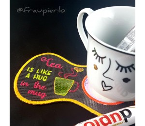 Stickdatei ITH - Mug Rug "Coffee/Tea is like a hug in a mug"